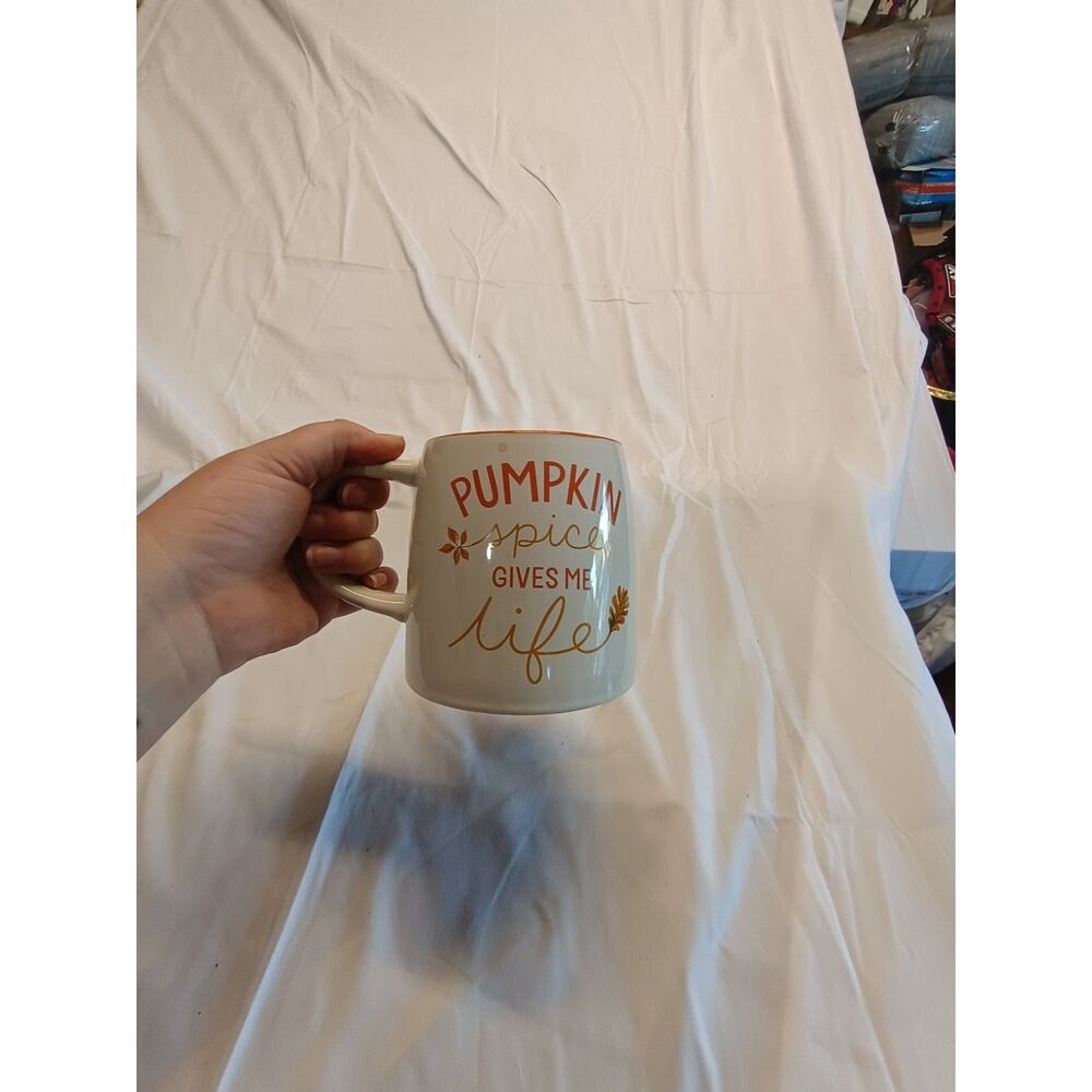Holiday Home Pumpkin Spice Gives Me Life Coffee Mug Fall Autumn Stoneware Cup